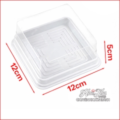 Hộp đựng bánh vuông 12x12cm đế đen, vàng, trắng cao 5/7.5cm (10 cái) đựng bánh rau câu, bông lan, Trung Thu
