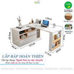 Bàn Làm Việc Chữ L Kèm Tủ Tùy Chỉnh Có Thể Xoay Ngang BLV-158 ZataFu