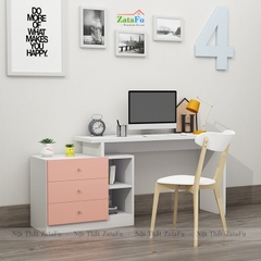 Bàn học bàn làm việc đơn giản kết hợp kệ sách chân xoay BLV-66