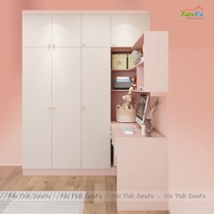 Bàn làm việc, bàn vi tính phối hợp tủ quần áo và kệ treo tường BLV-84