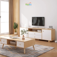 Bàn sofa chân gỗ với 4 hộc tủ kéo thiết kế đơn giản BSF-09