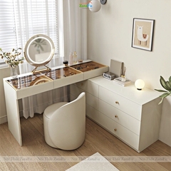 Bàn Trang Điểm Tùy Chình Kích Thước Gỗ MDF Mặt Bàn Kính Cường Lực BTD-29 ZataFu