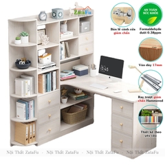 Bàn làm việc, bàn vi tính đi liền kệ sách BLV-52