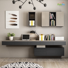 Bàn học, bàn làm việc gắn tường hiện đại kết hợp kệ sách treo BLV-88