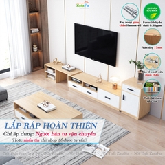 Combo Bàn Trà Sofa, Kệ Tủ Tivi Phòng Khách Thiết Kế Hiện Đại Gỗ MDF BSF-42 ZataFu