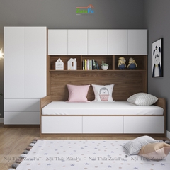 Giường ngủ phối hợp kệ sách, tủ quần áo phòng ngủ GG-21