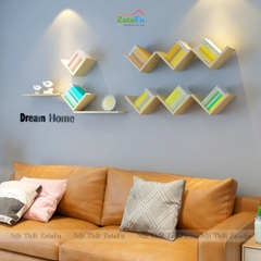 Kệ gỗ treo tường kệ sách decor đa dạng phân loại độc đáo KTT-107