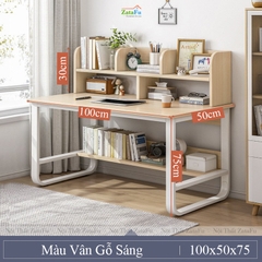 Bàn Học Bàn Làm Việc Kết Hợp Chân Sắt Có Kệ Để Đồ Đa Năng BLV-143 ZataFu