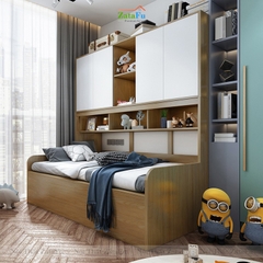 Giường ngủ đơn tích hợp ngăn kéo và tủ GG-02