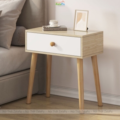 Tủ Đầu Giường Chân Gỗ Có Ngăn Kéo Và Không Ngăn Kéo Gỗ MDF TDG-50 ZataFu