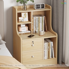 Tủ Kệ Đầu Giường Có Khóa Thiết Kế Hiện Đại Theo Phong Cách Bắc Âu Tích Hợp Hai Ngăn Kéo TDG-36