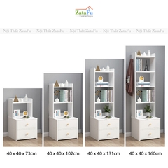 Tủ Đầu Giường Decor Nội Thất Phòng Ngủ 2 Ngăn Kéo Kèm Kệ Sách TDG-34