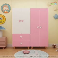 Tủ quần áo tay nắm chuột mickey phối màu đáng yêu cho bé TQA-51