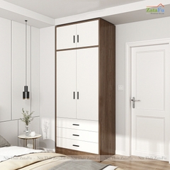 Tủ Treo Quần Áo Gỗ 2 Cánh Loại Lớn Ván 17mm Tích Hợp 3 Ngăn Kéo TQA-70
