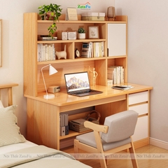 Bàn Học Bàn Làm Việc Gỗ Kèm Kệ Sách Thiết Kế Theo Phong Cách Bắc Âu BLV-131 ZataFu