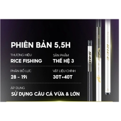 Cần Câu Đài V5 CC-41 5,5H Thế hệ 3 Rice Fishing Carbon 30T & 40T Phiên Bản Mới 2025