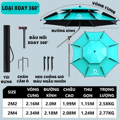 Ô Câu Cá KK-50 Rice Fishing - Ô Dù Dã Ngoại nâng cấp