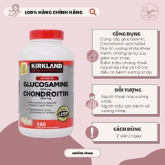 [KIRKLAND] Viên uống bổ khớp Glucosamine & Chondroitin 280 viên