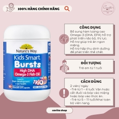 [NATURE'S WAY] Kẹo bổ sung Omega 3 hàm lượng cao 180 viên Kids Smart Bursts High DHA Omega-3 Fish Oil Trio