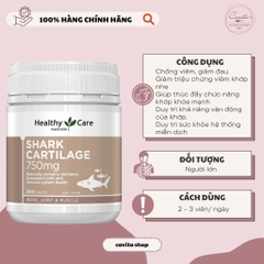 [HEALTHY CARE] Viên uống Sụn Cá Mập Shark Cartilage 750mg 200 viên