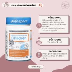 [LIFE SPACE] Men vi sinh hỗ trợ tiêu hóa cho bé từ 3 tuổi - 12 tuổi 40g - Probiotic Powder For Children