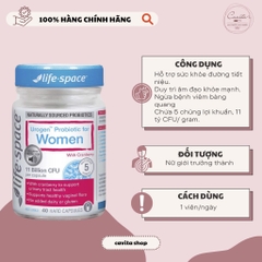 [LIFE SPACE] Men vi sinh hỗ trợ tiết niệu & phụ khoa 40 viên - Urogen Probiotic For Women