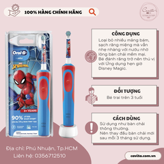 [ORAL B] Bàn chải điện cho bé trai Vitality Power Toothbrush Kids Star Wars Or Spiderman