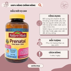 [NATURE MADE] Viên vitamin tổng hợp bầu Mỹ Prenatal Folic Acid + DHA 150 viên