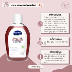 [REDWIN] Dầu gội chiết xuất than tre trị gàu, viêm da Coal Tar 250ml