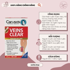 [CARUSO'S] Viên uống hỗ trợ giãn tĩnh mạch 60 viên Veins Clear