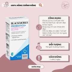 [BLACKMORES] Viên men vi sinh phụ khoa Probiotics+ Womens Flora Balance 30 viên