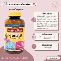 [NATURE MADE] Viên vitamin tổng hợp bầu Mỹ Prenatal Folic Acid + DHA 150 viên