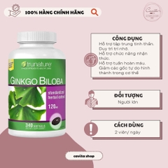 [TRUNATURE] Viên hoạt huyết dưỡng não Ginkgo Biloba 120mg 340 viên
