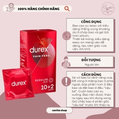 [DUREX] Bao cao su siêu mỏng 10 cái Thin Feel Condoms