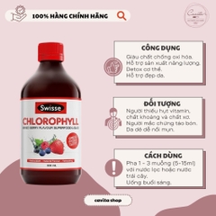 [SWISSE] Nước Diệp Lục Vị Dâu Chlorophyll Mixed Berry 500ml