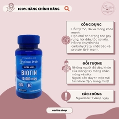 [PURITAN'S PRIDE] Viên uống hỗ trợ mọc tóc, giảm rụng tóc Biotin 10.000mcg