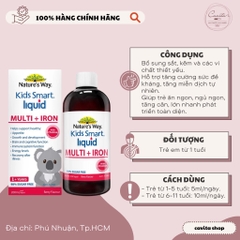 [NATURE'S WAY] Vitamin tổng hợp và sắt dạng nước Kids Smart Liquid Multi + Iron 200ml