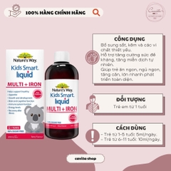 [NATURE'S WAY] Vitamin tổng hợp và sắt dạng nước Kids Smart Liquid Multi + Iron 200ml