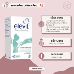 [BAYER] Viên uống Elevit bổ sung vitamin tổng hợp mẹ sau sinh 60 viên - Breastfeeding Multivitamin