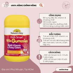 [NATURE'S WAY] Kẹo cho bé biếng ăn 60 viên - Kids Smart Vita Gummies Multi Vitamin for Fussy Eaters