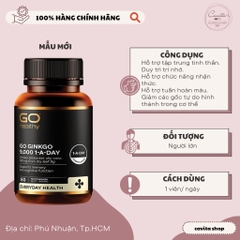 [GO HEALTHY] Viên hoạt huyết dưỡng não Ginkgo 9000+ 60 viên