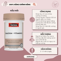 [SWISSE] Viên uống bổ sung Canxi Hữu Cơ 150 viên Ultiboost Calcium + Vitamin D