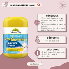 [NATURE'S WAY] Kẹo bổ sung canxi 60 viên - Kids Smart Vita Gummies Calcium + Vit D