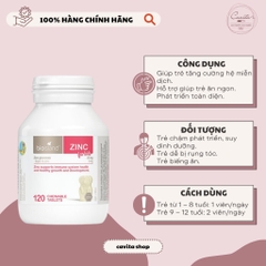 [BIOISLAND] Viên nhai bổ sung Kẽm cho bé Zinc 120 viên