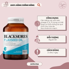 [BLACKMORES] Viên uống tinh dầu hạt lanh Flaxseed Oil 1000mg 100 viên
