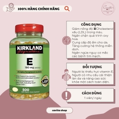 [KIRKLAND] Viên uống bổ sung Vitamin E 400IU 500 viên
