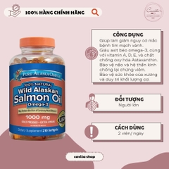 [PURE ALASKA OMEGA] Dầu cá hồi nguyên chất Wild Alaskan Salmon Oil Omega 3 1000mg 210 viên