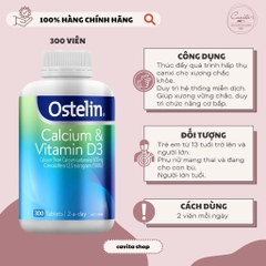 [OSTELIN] Viên bổ sung Canxi & D3 300 viên - Calcium & Vitamin D3