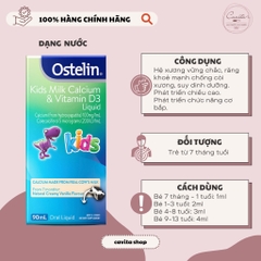 [OSTELIN] Canxi dạng nước 90ml -  Kids Milk Calcium & Vitamin D3 Liquid