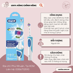 [ORAL B] Bàn chải điện Vitality Plus Power Toothbrush Pro White